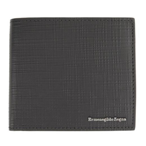 Ermenegildo Zegna Black Stuoia Bifold Wallet with Coin Pouch Gift Set NI…